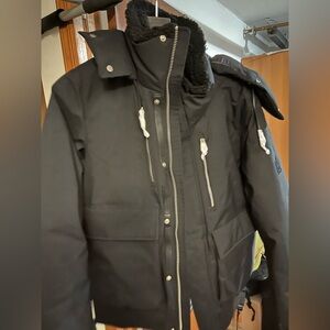 Mackage Charcoal Puffer Jacket with Iconic Emblem